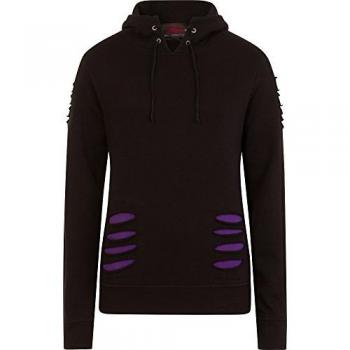 Medium Spiral GothicRock Women’s Ripped Hoody – Black