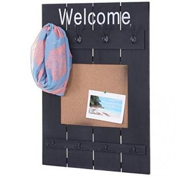 Portemanteau mural avec tableau d'affichage HWC-C89 gris foncé 91x60cm