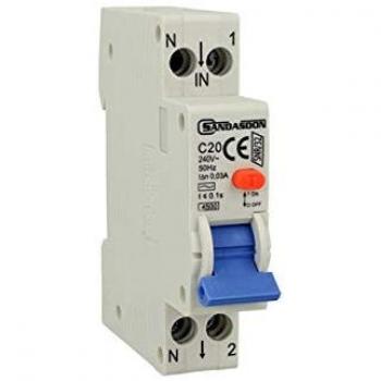 Interruttore magnetotermico 1P+N 20A C20 240V 30mA 4.5KA