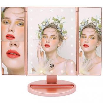 Higu Adjustable Tri-fold Makeup Mirror with LED