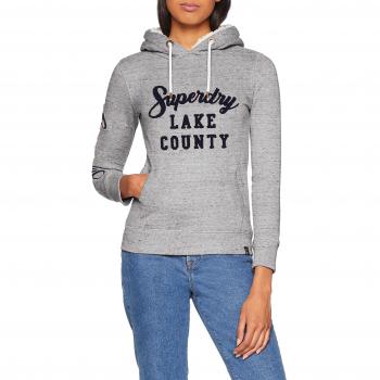 Hoodie Superdry Aria Applique Borg, suéter Gris para Mujer