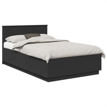 Cadre de lit vidaXL 120 x190 cm – Noir, bois d’ingénierie, éclairage LED intégré