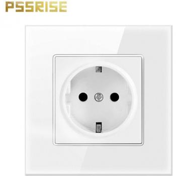 Dual‑Receptacle Crystal Glass Wall Outlet – G11PSSRISE EU, 110/230V, Grounded, 2×15A, Matte White