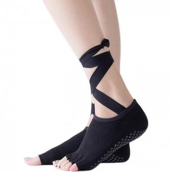 Calcetines deportivos de algodón con tirantes para mujer, antideslizantes y transpirables para yoga y pilates