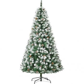 Albero Artificiale Innevato 180 cm – 800 rami, Pigne e Apertura Automatica