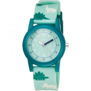 Fieldwork KDS011‑4 Green Analog Watch with Dinosaur Vinyl Belt