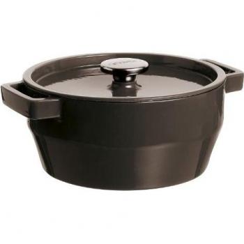 Pyrex 4936886 Black Cast Steel Slow Cooker, 6.3 L Round Pan