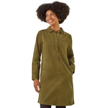 Chemise Tunique en Velours Côtelé Vert Foncé Roman