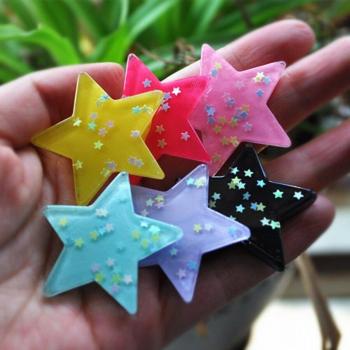 12pcs 38mm Glitter Flat Back Resin Stars for DIY Crafts, No Hole