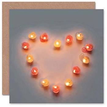 Valentine's Wee Blue Candle with Love Heart Card