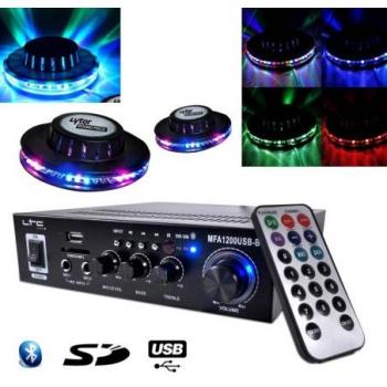 Amplificateur 100W Karaoké Noir MFA-1200-BK + 2 Effets LED OVNI UFO