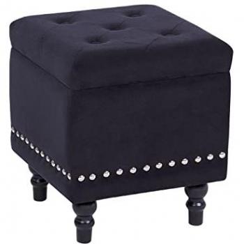 Pouf de rangement chic en velours noir