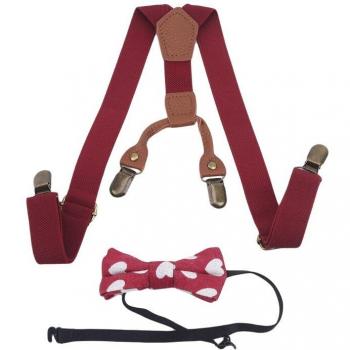 Tirantes para niños con pajarita color liso y clip