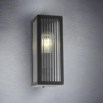 Bevelled Glass Black E27 Outdoor Box Wall Light 'Stella' by CGC Lighting (60W)