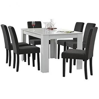 Set de mesa y sillas Kramfors rústico MDF textil 140 x 90 x 77 cm