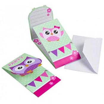 Pack de 8 Invitations Chouette avec Enveloppes Amscan