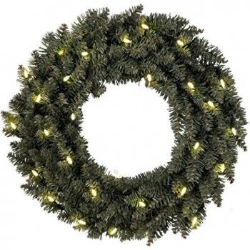 Star Trading 612-60 LED-Tannenkranz Calgary ca. 50 cm Ø, 30 warmwhite Pisello LED, grün, outdoor, T