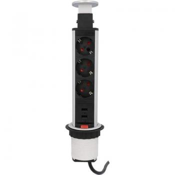 UNITEC Unitec 3-fach Steckdosenleiste für Einbau 2m