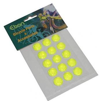 Autocollant-sticker rond jaune fluo réfléchissant 16mm (15 pièces)