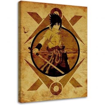 Doek met Anime Krijger en Zwaard 40x60 Oranje