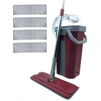 Balai Essoreur avec Serpillères Microfibres Bordeaux