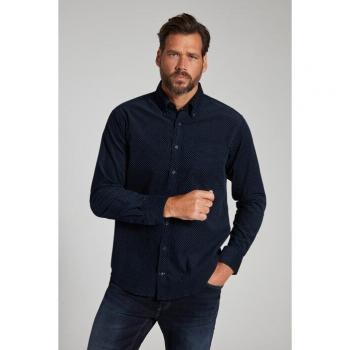 Camicia Minimalista Velluto a Coste Maniche Lunghe Blu L JP1880