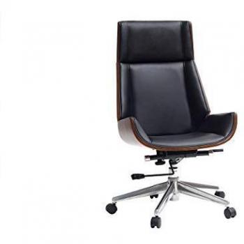 Silla de Escritorio con Mueble de Madera Oscura y Color Negro CURVED, Modelo de Miliboo