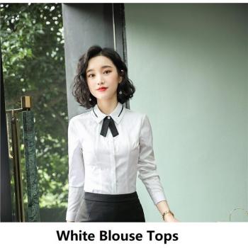 Blusa de Negocios Blanca de Manga Larga para Mujer
