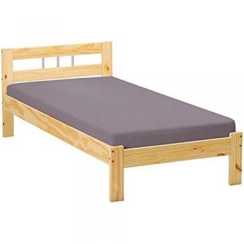 Lit en Bois Massif avec Vernis Naturel, Taille : 206 x 96 x 72 cm