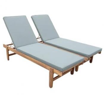Tumbonas Sweeek Set 2 en Verde Kaki – Madera y Ruedas, 190x60x88 cm