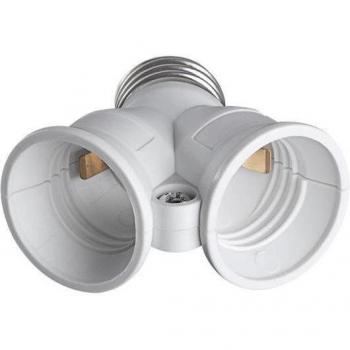 Lampenfassung-Adapter E27 auf 2x E27, max. 2 x 60W in Weiß