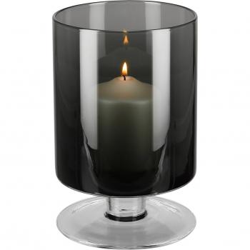 VIANA Tischvase und Windlicht, Glas grau, 23 cm hoch