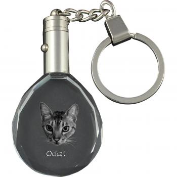 Portachiavi Ocicat in cristallo con immagine di gatto, Art-Dog gift box