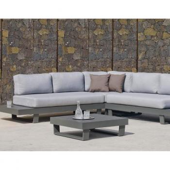 Ensemble de Salon Sofa De Jardin en Aluminium Anthracite avec Coussins Gris Clair
