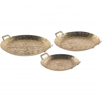 Set di 3 Vassoi Decorativi in Metallo Dorato per Gioielli con Texture Glamour
