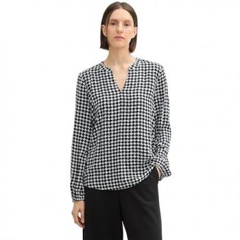 Blusa Geometrica Nera A Maniche Lunghe Tom Tailor 38