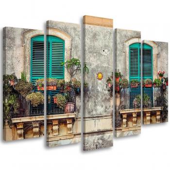 Urban Italy Window Blooms Canvas Collection – 100x70cm, White
