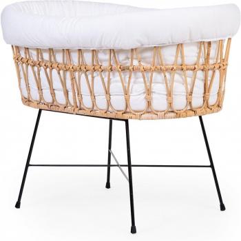 Culla in rattan con gambe metalliche e nido
