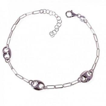 Pulsera de plata 925m para mujer 17 cm con cadena forzada y calabrotes
