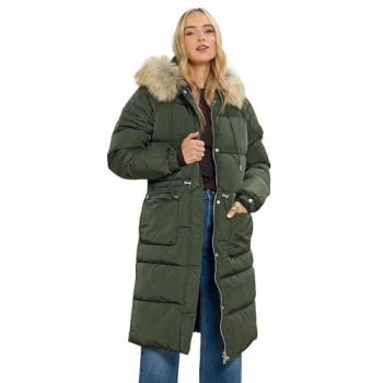 Light Khaki Tall Padded Midi Coat, Long Tall Sally, 12”