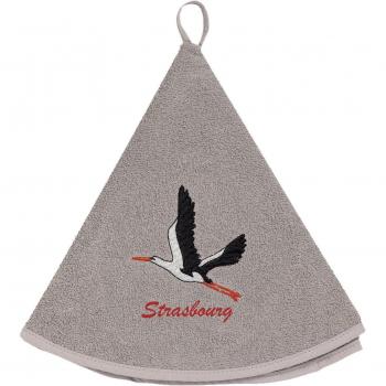 Essuie-mains rond Cigogne Envol Strasbourg Gris diamètre 60 cm