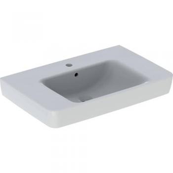 Lavabo 75x48 cm Geberit Renova Plan, blanc, avec trop-plein et trou central