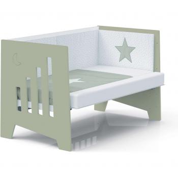 Alondra 3‑en‑1 Lit Bébés et Bureau Vert Olive 70 × 140 cm