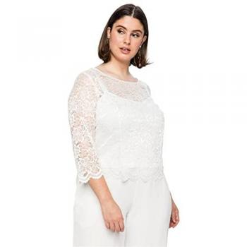 Fein glänzende Spitze Tunika mit Futter, offwhite, Gr. 44