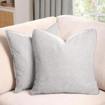 OHS 2 Pack Silver Woven Cushion Covers