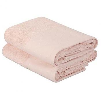 Duo de serviettes de bain coton blanc poudré
