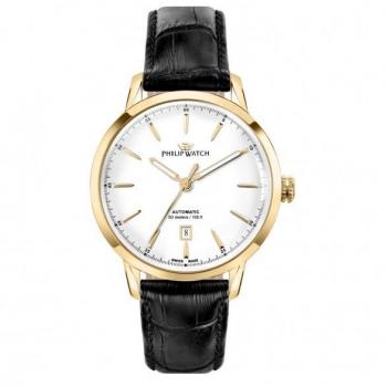 Montre pour homme Philip Watch automatique cadran noir bracelet acier verre saphir 5 ATM