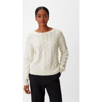 Frauen-Strickpullover POP UP Zopf, Weiß, XL
