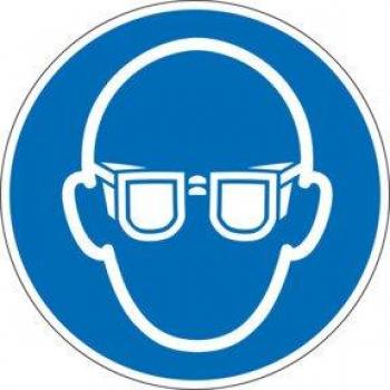 Plaque d’alerte yeux protection O3‑Alu bleu