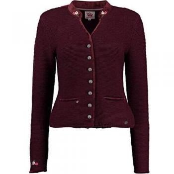 Spieth & Wensky Strickjacke Malta bordeaux mit edler Samtpaspelierung